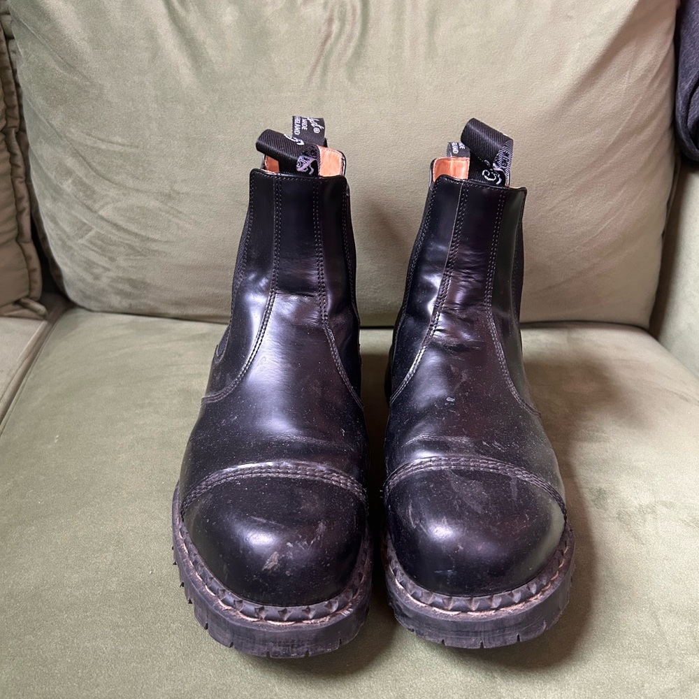 Women's Black Leather Steel Toe Solovair Boots